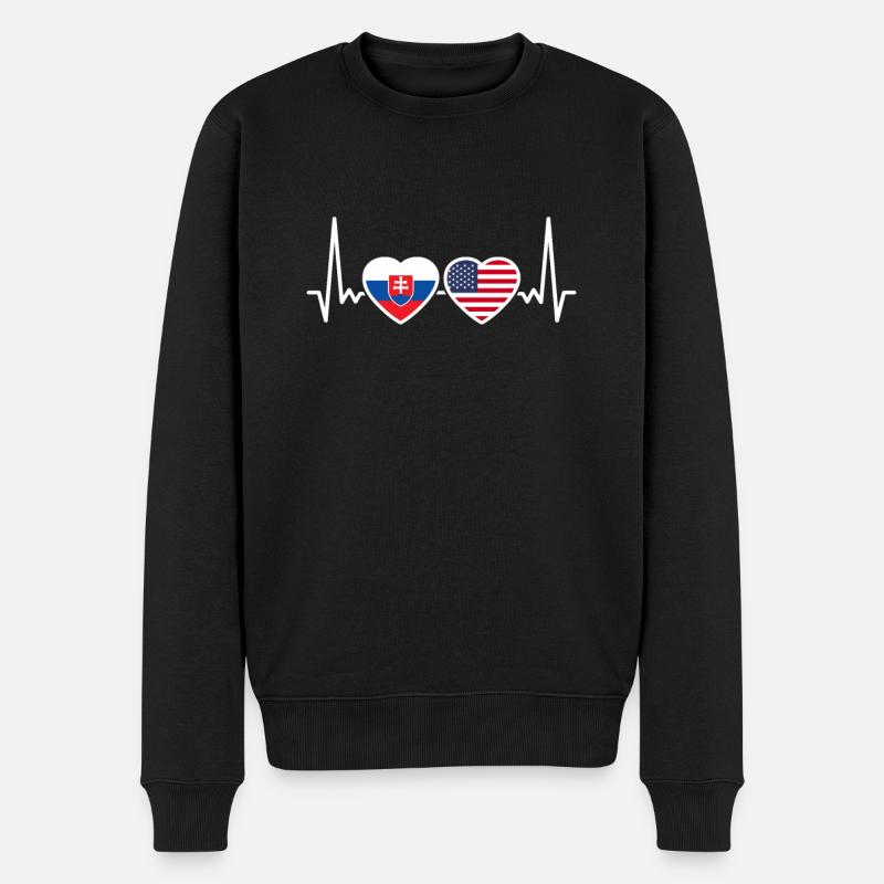 Slovaquie États-Unis Heartbeat Drapeau Slovaque - Pull Premium bio Homme - noir