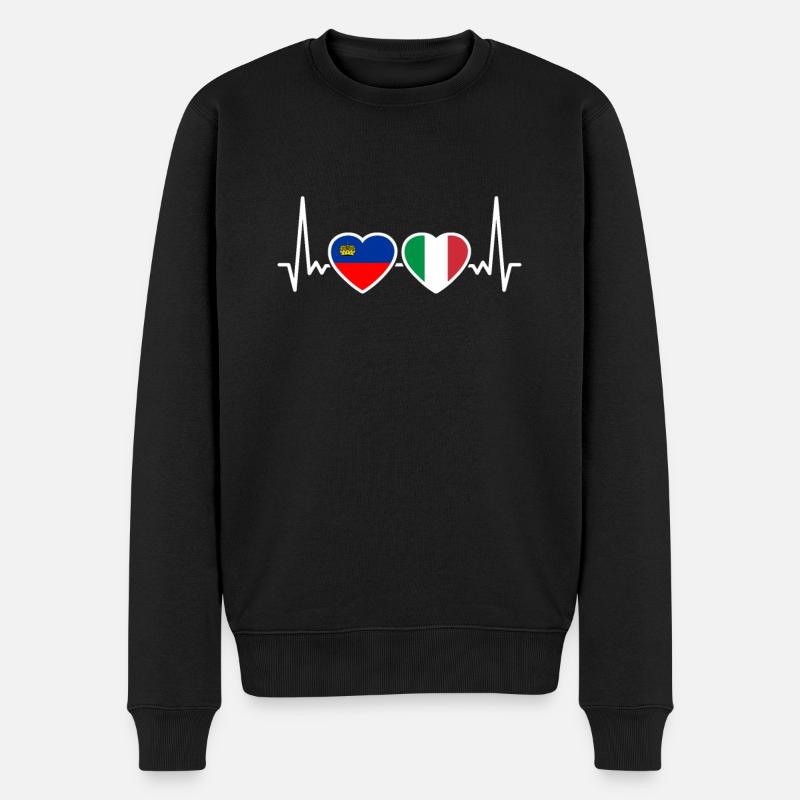 Liechtenstein Italie Heartbeat Flag - Pull Premium bio Homme - noir