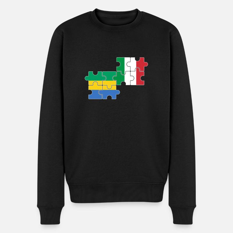 Gabon, Italie, drapeau, Italien, Gabonais - Pull Premium bio Homme - noir
