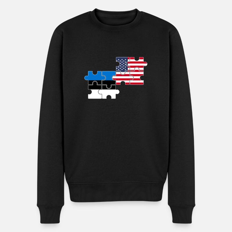 Estland USA Flagge Amerikanisch Estnisch - Männer Premium Bio Pullover - Schwarz