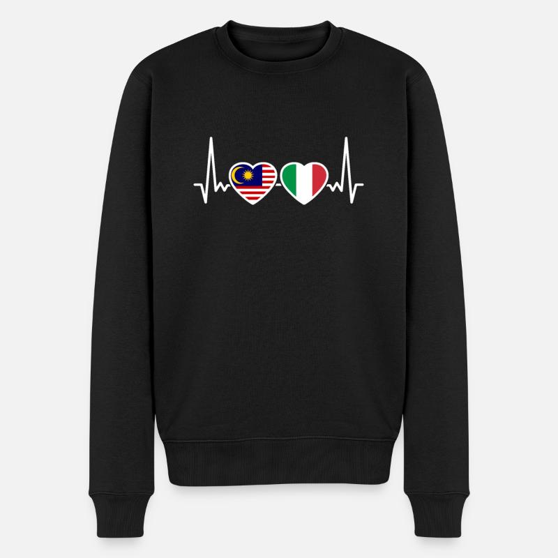 Malaisie Italie Heartbeat Flag Malaisien - Pull Premium bio Homme - noir