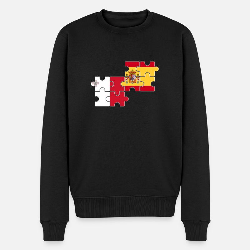 Malta Spanien Flagge Spanisch Maltesisch - Männer Premium Bio Pullover - Schwarz