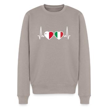 Malta Italy Heartbeat Flag Maltese - Men's Premium Organic Jumper - taupe - Front - Nico (187cm)