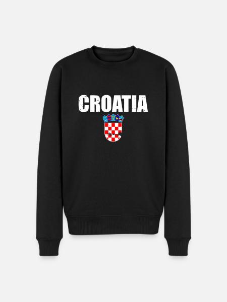 Kroatien vintage våbenskjold Kroatien kroatisk flag - Økologisk premium-sweatshirt til mænd - sort