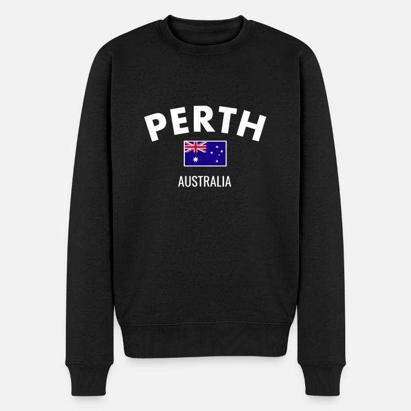 Perth Australia Australien Australische Flagge - Männer Premium Bio Pullover - Schwarz