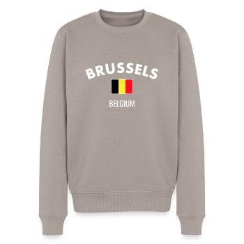 Bruxelles Belgique Belgique Drapeau belge - Pull Premium bio Homme - taupe - Devant - Nico (187cm)