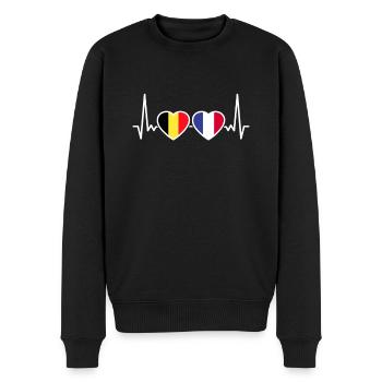 Belgique France Heartbeat Flag Belgique - Pull Premium bio Homme - noir - Devant - Nico (187cm)