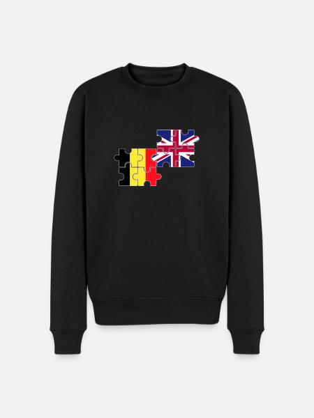 Belgium UK Flag Belgian British - Men's Premium Organic Jumper - black