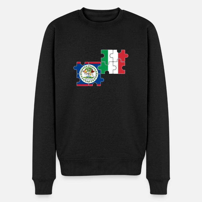 Belize Italien Flagge Belizer - Männer Premium Bio Pullover - Schwarz