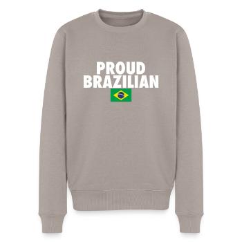 Fier Brésil Brésil Drapeau brésilien - Pull Premium bio Homme - taupe - Devant - Nico (187cm)