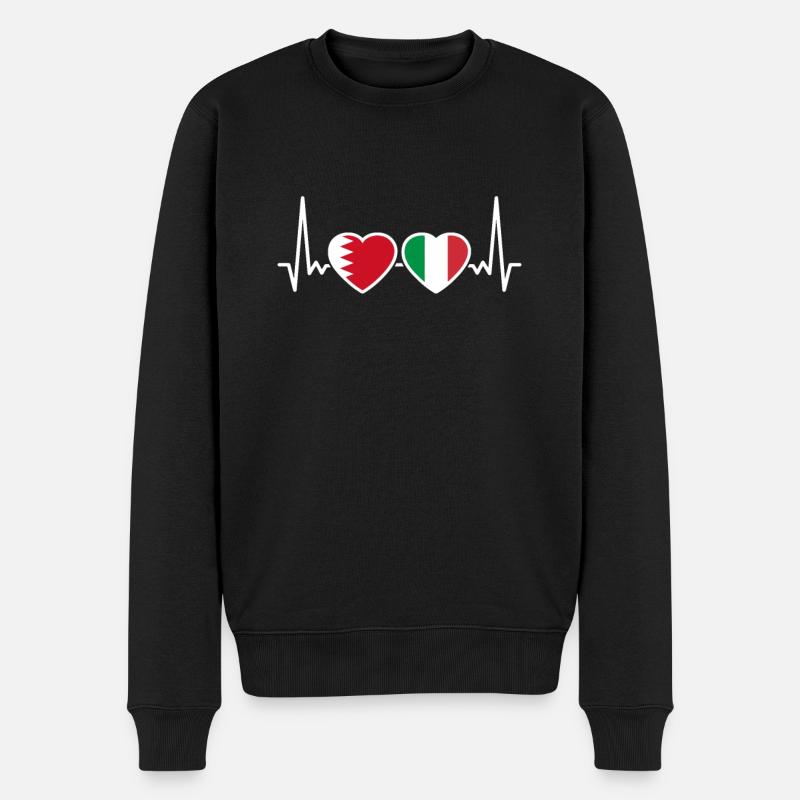 Bahreïn Italie Heartbeat Drapeau Bahreïn - Pull Premium bio Homme - noir