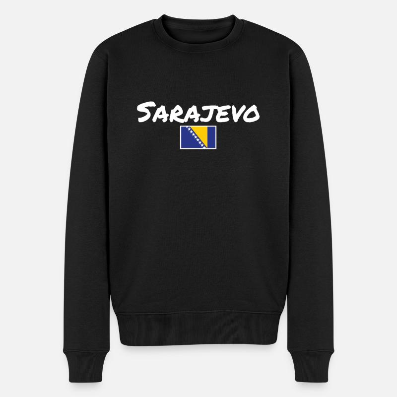 Sarajevo Bosnien Vintage Bosnische Flagge Bosnier - Männer Premium Bio Pullover - Schwarz