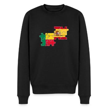 Bénin Espagne Vintage Drapeau Béninais - Pull Premium bio Homme - noir - Devant - Nico (187cm)