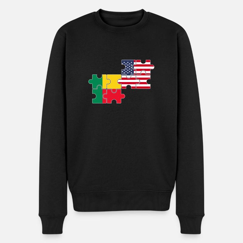 Benin USA Flagge Amerikanischer Beniner - Männer Premium Bio Pullover - Schwarz