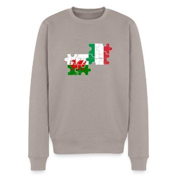 Wales Italy Vintage Flag Italian Welsh - Men's Premium Organic Jumper - taupe - Front - Nico (187cm)