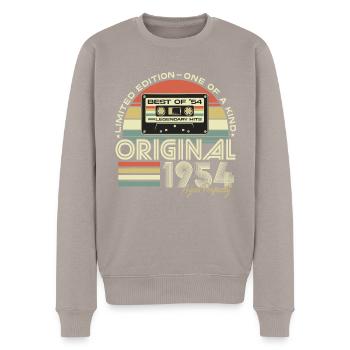 1954 geboren Jahrgang Geburtstag Retro - Männer Premium Bio Pullover - Taupe - Vorne - Nico (187cm)