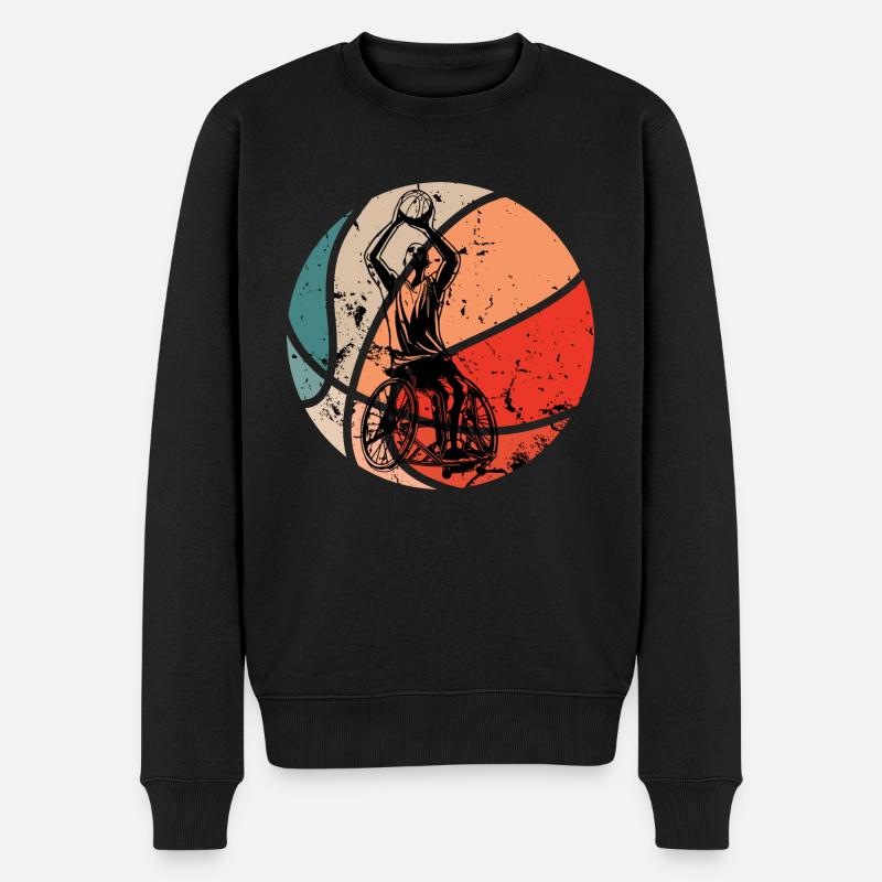 Retro Rollstuhl Basketball Geschenkidee - Männer Premium Bio Pullover - Schwarz