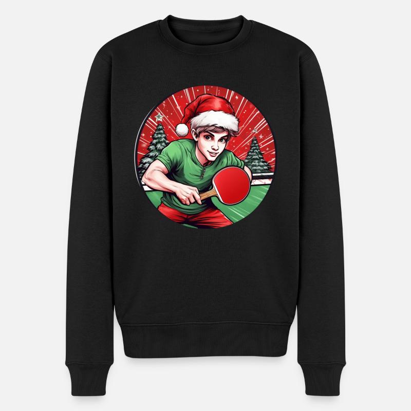 Weihnachtself Ping Pong - Männer Premium Bio Pullover - Schwarz
