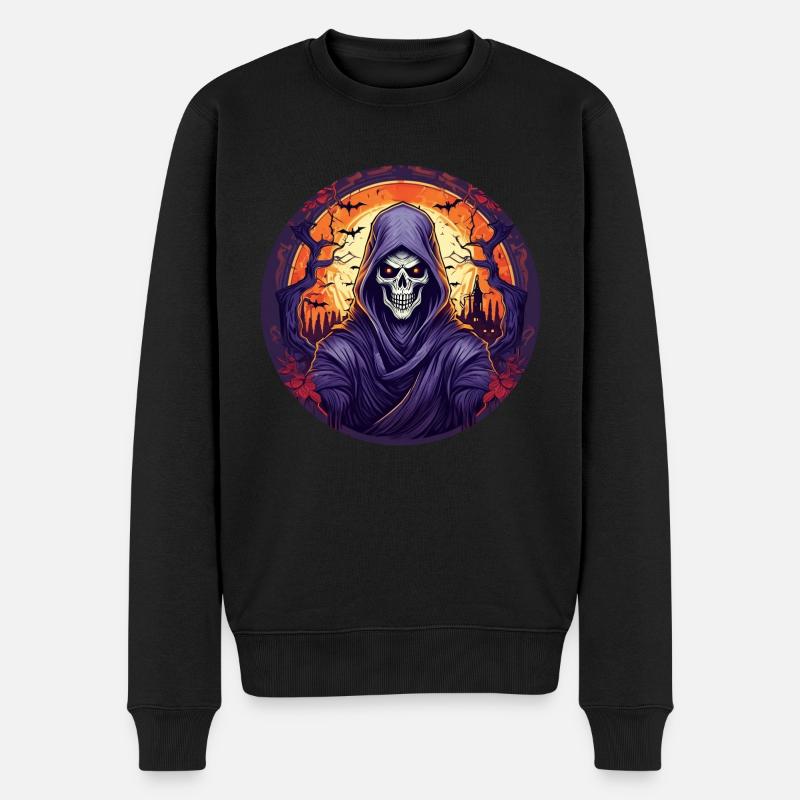 Gruseliges Halloween-partykostüm Sensenmann - Männer Premium Bio Pullover - Schwarz
