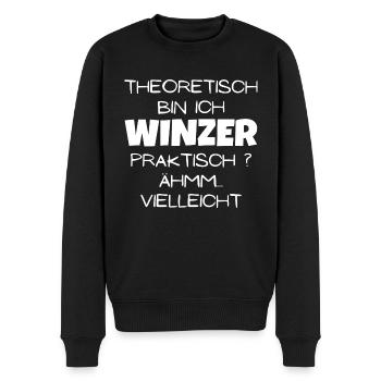 Theoretisch Winzer - Männer Premium Bio Pullover - Schwarz - Vorne - Nico (187cm)