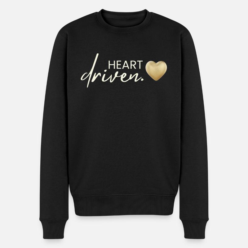 HEART DRIVEN - Herz Selbstbestimmung Selflove - Männer Premium Bio Pullover - Schwarz