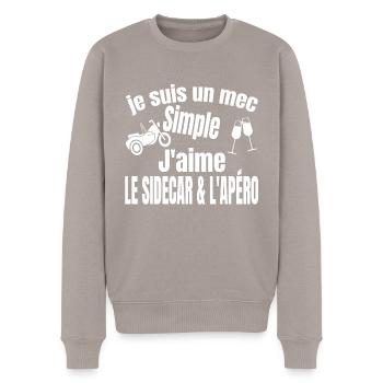 side-car et apéro - Pull Premium bio Homme - taupe - Devant - Nico (187cm)