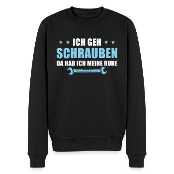 Schrauben Da hab ich Ruhe Autoschrauber - Männer Premium Bio Pullover - Schwarz - Vorne - Nico (187cm)