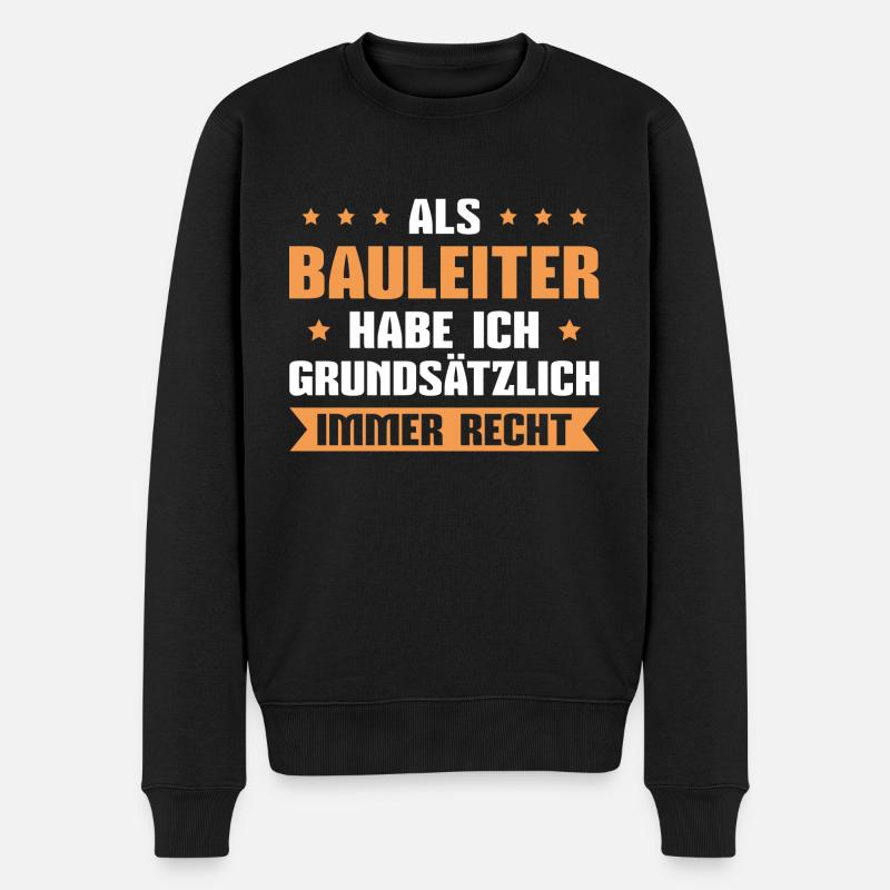 Bauleitung Baustelle Chef Bauleiter - Männer Premium Bio Pullover - Schwarz