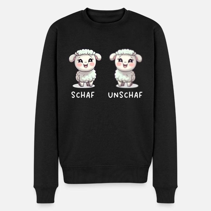 Süßes Schaf Unschaf Cooler Schaf Unschaf Spruch - Männer Premium Bio Pullover - Schwarz