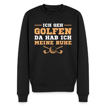 Golfen Da hab ich meine Ruhe Golfer - Männer Premium Bio Pullover - Schwarz - Vorne - Nico (187cm)