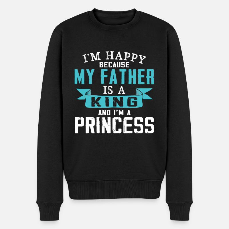 Mein Vater ist ein König und ich bin eine Prinzessin - Männer Premium Bio Pullover - Schwarz