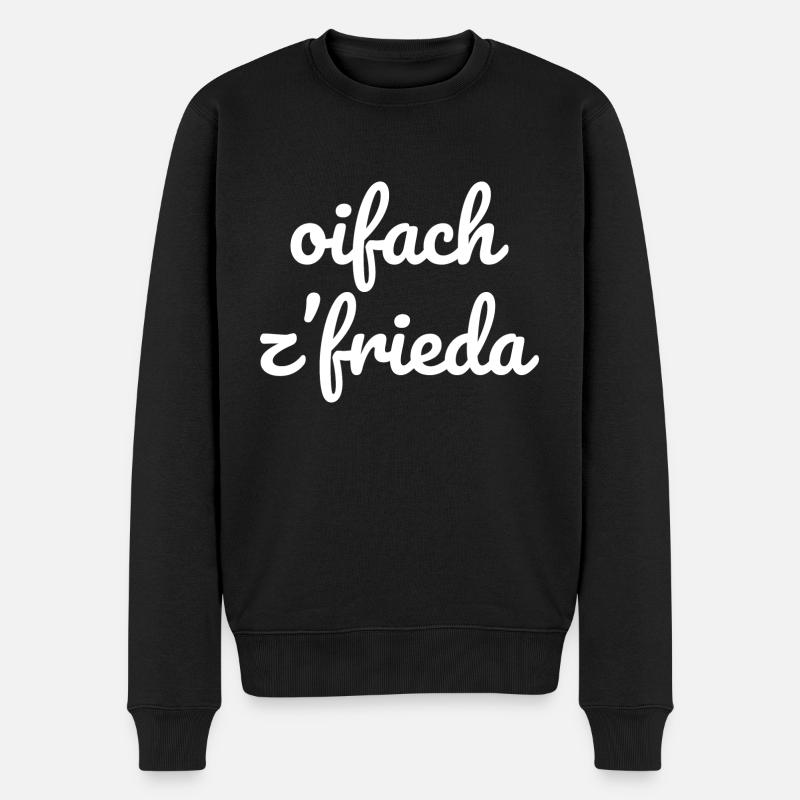 Einfach zufrieden Schwäbisch - Männer Premium Bio Pullover - Schwarz
