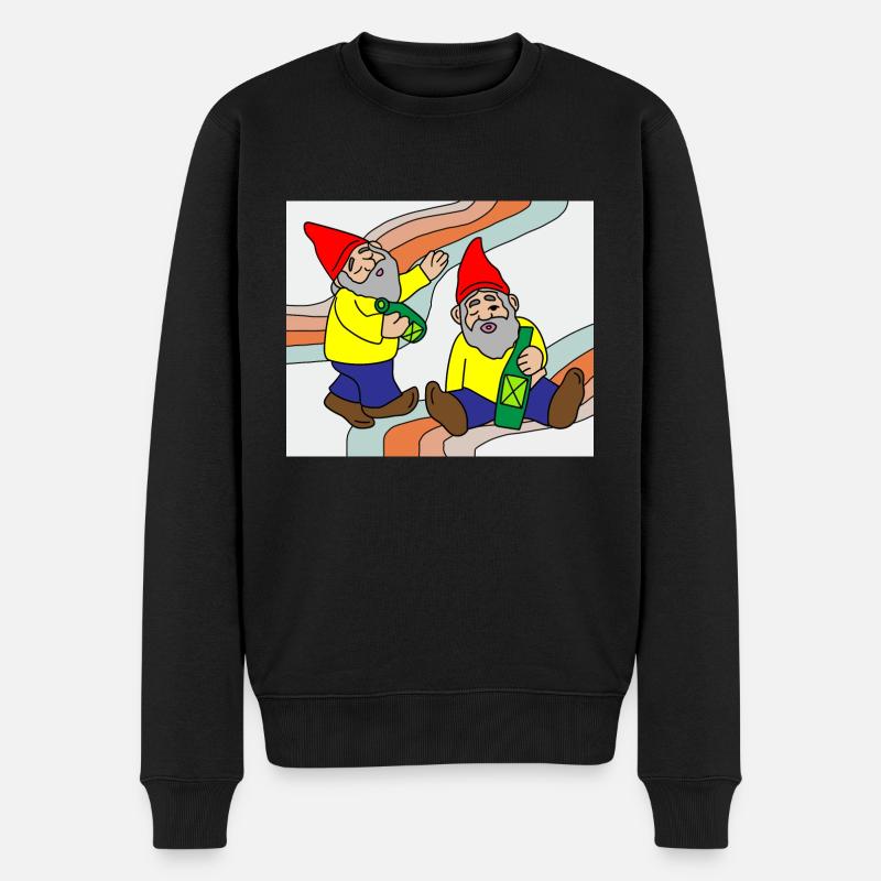 Lustiger Zwerg Gartenzwerg - Männer Premium Bio Pullover - Schwarz