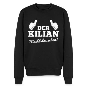 Der Kilian macht das schon Kilian Geschenk - Männer Premium Bio Pullover - Schwarz - Vorne - Nico (187cm)