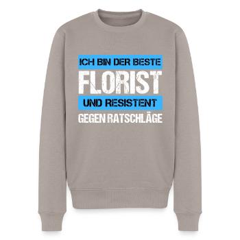 Resistenter Florist - Männer Premium Bio Pullover - Taupe - Vorne - Nico (187cm)