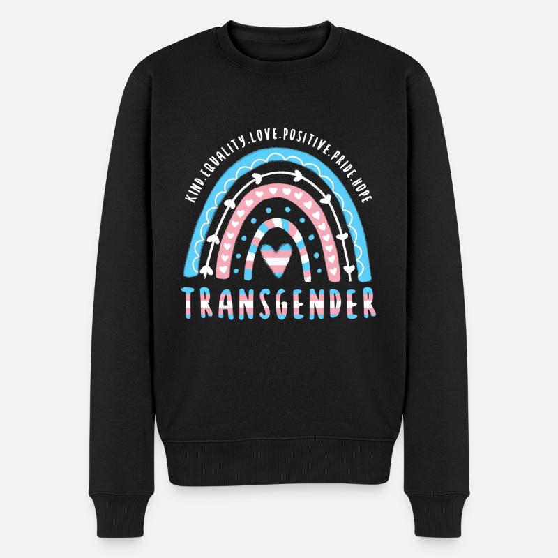 Trans Spruch Transgender Regenbogen - Männer Premium Bio Pullover - Schwarz