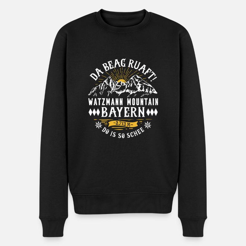 Watzmann Berg - Männer Premium Bio Pullover - Schwarz