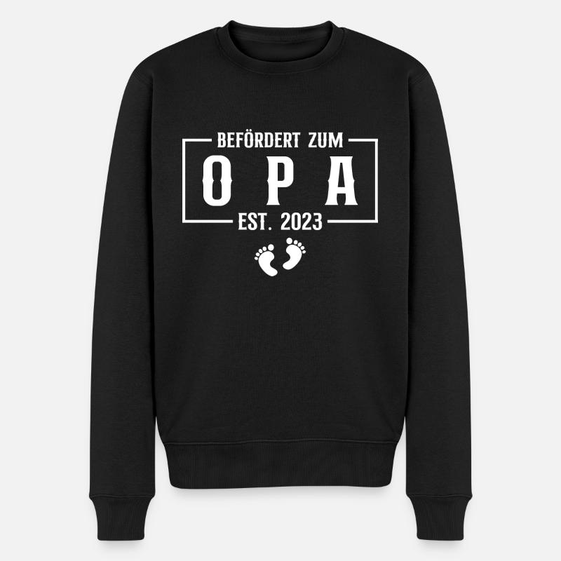 Schwangerschaft verkünden 2023 Werdender Opa - Männer Premium Bio Pullover - Schwarz