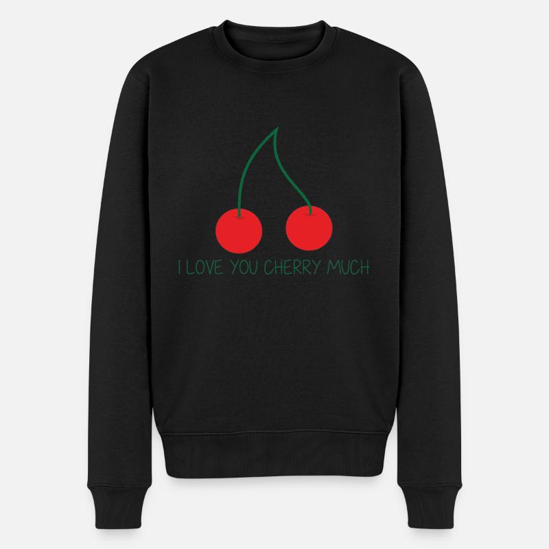 I love u cherry much - Männer Premium Bio Pullover - Schwarz