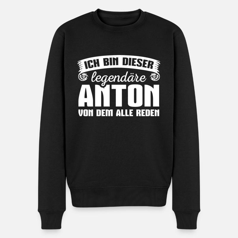Anton Vorname Geschenk - Männer Premium Bio Pullover - Schwarz
