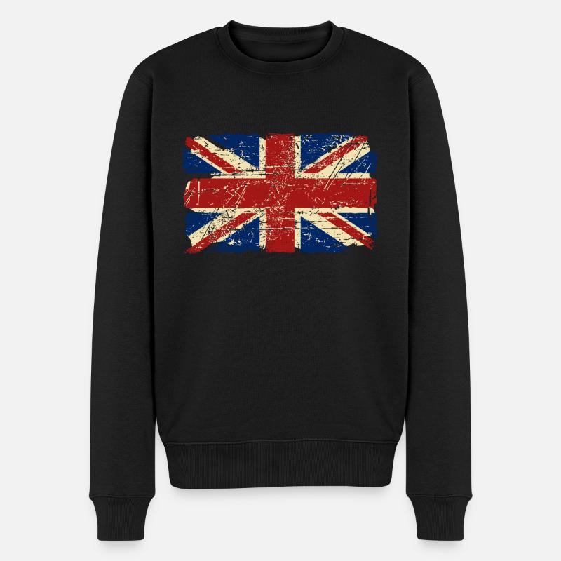 Union Jack - UK - Vintage Look - Pull Premium bio Homme - noir