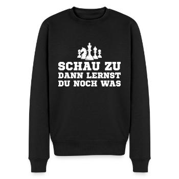 Schach Schau zu dann lernst du was Schachspieler - Männer Premium Bio Pullover - Schwarz - Vorne - Nico (187cm)