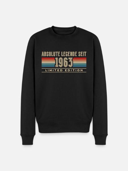 60er 1963 Jahrgang Mann 60 Geburtstag - Männer Premium Bio Pullover - Schwarz