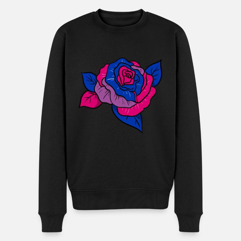 Bisexual Pride Rose - Männer Premium Bio Pullover - Schwarz