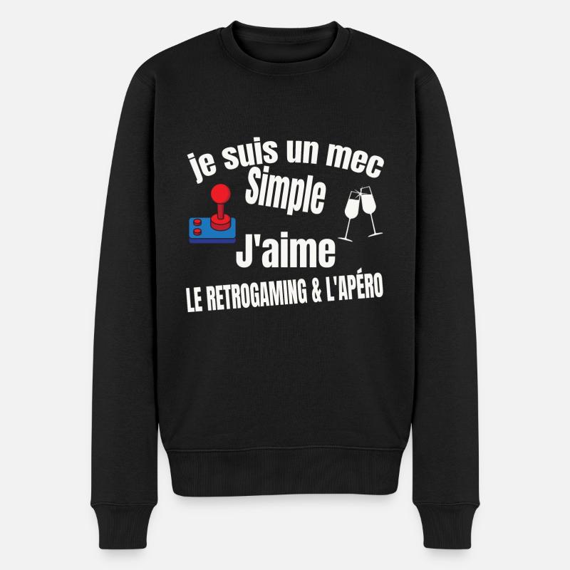 retrogaming et apéro - Pull Premium bio Homme - noir