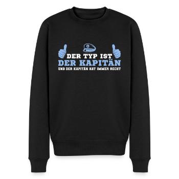 Segeln Bootsfahrer Segler Bootsbesitzer Kapitän - Männer Premium Bio Pullover - Schwarz - Vorne - Nico (187cm)