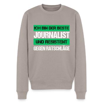 Resistant Journalist - Men's Premium Organic Jumper - taupe - Front - Nico (187cm)