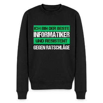Resistenter Informatiker - Männer Premium Bio Pullover - Schwarz - Vorne - Nico (187cm)