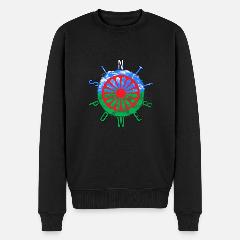 Roma und Sinti Flagge Sinti POWER - Männer Premium Bio Pullover - Schwarz