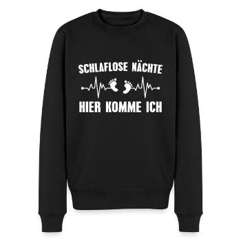 Schwangerschaft Schlaflose Nächte Werdender Papa - Männer Premium Bio Pullover - Schwarz - Vorne - Nico (187cm)